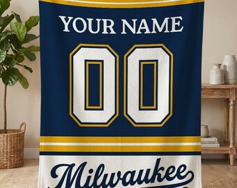 Personalized Milwaukee Baseball Blanket, Milwaukee Brewers Throw, Baseball Fan Gifts, MLB Team Gift, Custom Baseball Gift