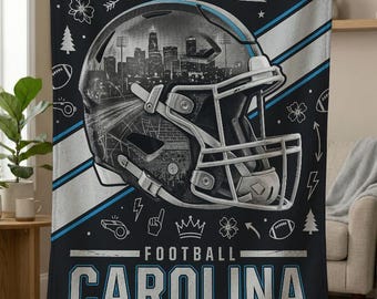 Carolina Football Blanket, Carolina Panthers Throw, Football Fan Gifts, NFL Team Gift, Panthers Gift