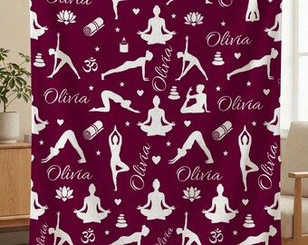 Custom Yoga Blanket, Personalized Self Care Throw, Meditation Sherpa Blanket, Workout Wellness Gifts, Yoga Gifts