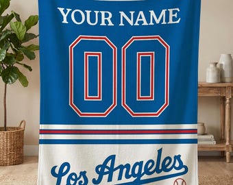Personalized Los Angeles Baseball Blanket, Los Angeles Dodgers Throw, Baseball Fan Gifts, MLB Team Gift, Custom Baseball Gift