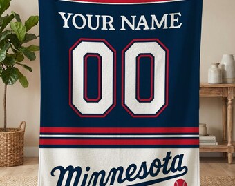 Personalized Minnesota Baseball Blanket, Minnesota Twins Throw, Baseball Fan Gifts, MLB Team Gift, Custom Baseball Gift