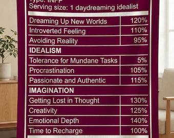 INFP Personality Facts Blanket, Introvert Gifts, MBTI Personality Type Throw, Psychology Gifts Myers Briggs Gift