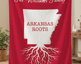 Custom Arkansas Roots Blanket, Personalized Arkansas Family Throw, Arkansas State Gifts, Custom Family Gift