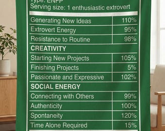 ENFP Personality Facts Blanket, MBTI Personality Type Throw, Gift for ENFP, Extrovert Gifts, Myers Briggs Throw