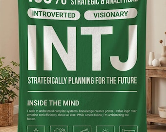 INTJ Personality Blanket, Introvert Birthday Gifts, Myers Briggs Throw, Psychology Gifts, MBTI Personality Type