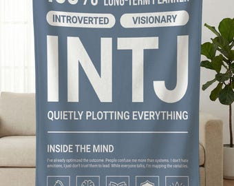 INTJ Blanket, MBTI Personality Type Throw, Introvert Birthday Gift, Myers Briggs, Nerdy Gift