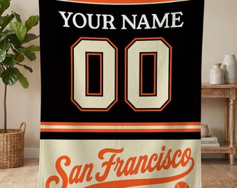 Personalized San Francisco Baseball Blanket, San Francisco Giants, Baseball Fan Gifts, MLB Team Gift, Custom Baseball Gift