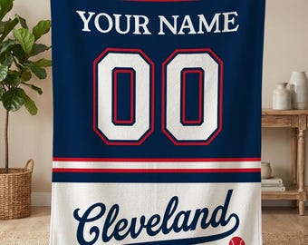 Personalized Cleveland Baseball Blanket, Cleveland Guardians Throw, Baseball Fan Gifts, MLB Team Gift, Custom Baseball Gift