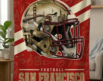 San Francisco Football Blanket, San Francisco 49ers Throw, Football Fan Gifts, NFL Team Gift