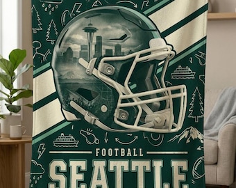 Seattle Football Blanket, Seattle Seahawks Throw, Football Fan Gifts, NFL Team Gift, Seahawks Gifts