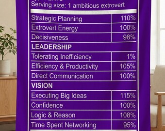 ENTJ Personality Facts Blanket, Myers Briggs Throw, MBTI Personality Type, Psychology Gifts, Extrovert Gifts