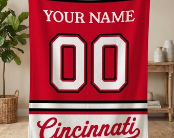 Personalized Cincinnati Baseball Blanket, Cincinnati Reds Throw, Baseball Fan Gifts, MLB Team Gift, Custom Baseball Gift