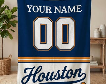 Personalized Houston Baseball Blanket, Houston Astros Throw, Baseball Fan Gifts, MLB Team Gift, Custom Baseball Gift