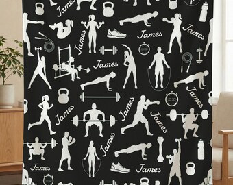 Custom Gym Blanket, Personalized Fitness Throw, Workout Sherpa Blanket, Fitness Lover Gift