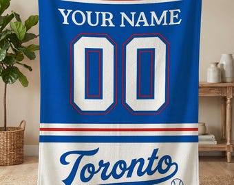 Personalized Toronto Baseball Blanket, Toronto Blue Jays Throw, Baseball Fan Gifts, MLB Team Gift, Custom Baseball Gift