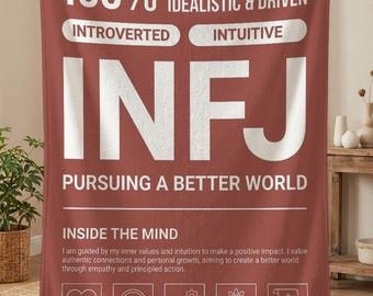 INFJ Personality Blanket, Introvert Birthday Gifts, MBTI Personality Type, Psychology Gifts, Myers Briggs Throw,