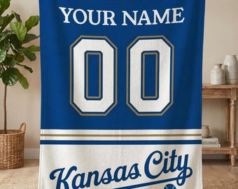 Personalized Kansas City Baseball Blanket, Kansas City Royals Throw, Baseball Fan Gifts, MLB Team Gift, Custom Baseball Gift