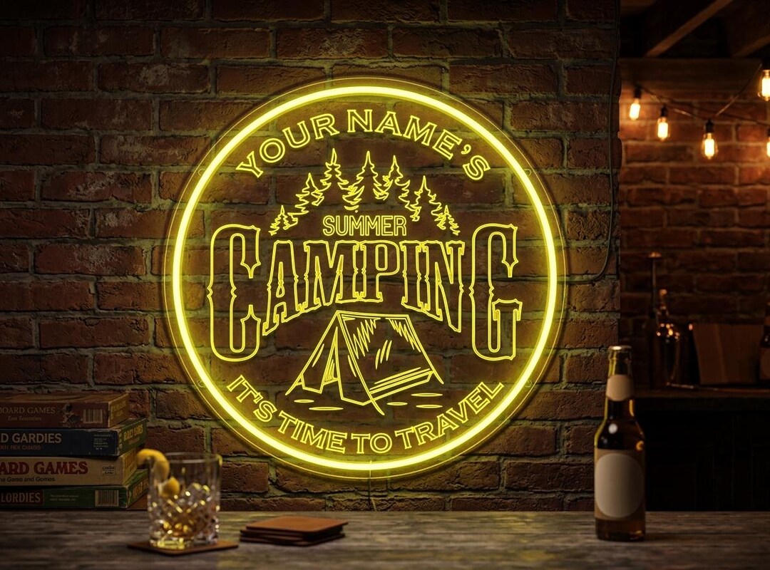 Custom Camping Neon Sign – Personalized Name, RV Camper Gift, Nature ...