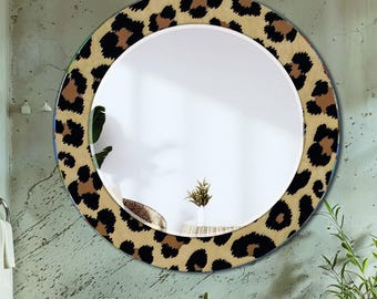 Leopard Print Decorative Mirror Wall Art  – Luxury Animal Pattern Mirror Decor