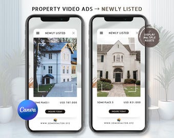 Luxury Real-Estate Video-Template Canva, Newly-Listed Price-Tagged FSBO-Promo, Realtor-Marketing Reel, Digital-Listing Ad, DIY Property Ad