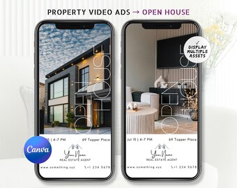 Real Estate Open House Video Ad Template, Canva Editable Property Listing Promo Reel, Realtor Instagram Story, Luxury Social Media Marketing