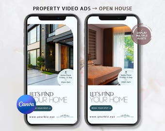 Open-House Canva Video Ad Template, Editable Realtor Listing, Instagram-Reels, TikTok, FSBO Virtual House-Tour Marketing