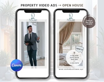 Professional Open House Video Ad Canva, Editable Real Estate MP4 Template, Realtor Marketing, FSBO Social Media Reels Shorts, Property Promo