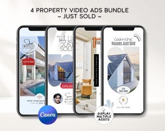 Just Sold Real Estate Canva Bundle Templates, Editable Property Video Ads, Realtor Instagram Reel, Animated Social Media, FSBO Marketing
