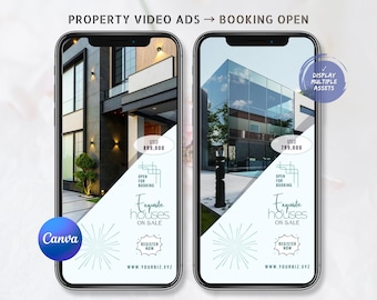Animated Real-Estate Canva-Editable Video Template, New Booking-Open Property-Listing Vertical Ad, Price-Tagged FSBO MP4 Promo-Reel