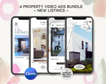 Real Estate Video Ads Bundle, Canva Editable New Listing Realtor Reels, FSBO Property Marketing Templates, Instagram TikTok YouTube Shorts