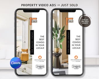 Just Sold Ad Video, Real Estate Canva Template, Editable Realtor Instagram Reel, Animated Multi Item Property Listing Social Media Promotion