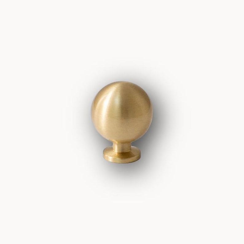 Solid brass round drawer knob, brushed cabinet knob for wardrobe doors
