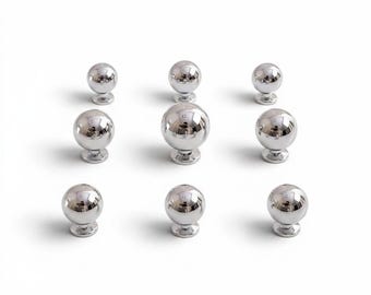 Solid Brass Chrome Round Cabinet Knob, Modern Minimalist Drawer Pull For Home Furniture