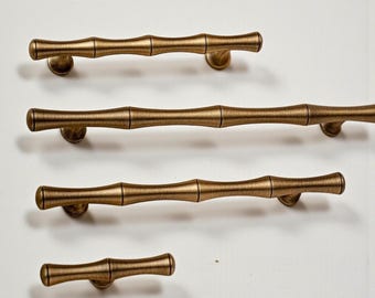 Bamboo Brass Cabinet Handles | Furniture Hardware for Kitchen | Home Decor Drawer Knobs