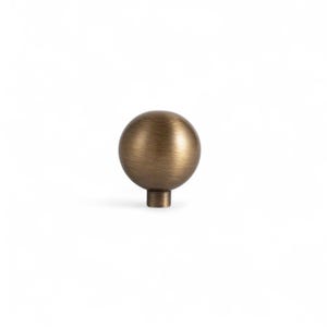 Solid brass cabinet knob in aged brass finish, round drawer knob for kitchen cabinets