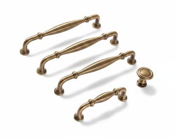 Tiradores de latón envejecido para gabinetes, herrajes para muebles de cocina y decoración del hogar, pomos para cajones.