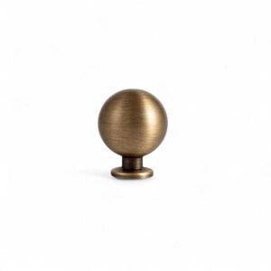 Solid brass cabinet knob in aged brass finish, round drawer knob for kitchen cabinets