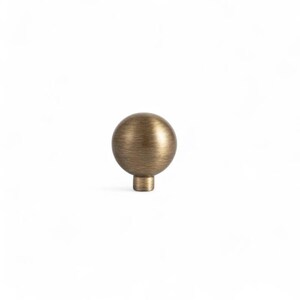 Round aged brass drawer knob, solid brass cabinet knob for home improvement projects