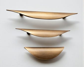 Brass Leaf Design Cabinet Handles - Drawer pulls
