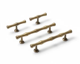 Bamboo Brass Cabinet Handles | Furniture Hardware for Kitchen | Home Decor Drawer Knobs