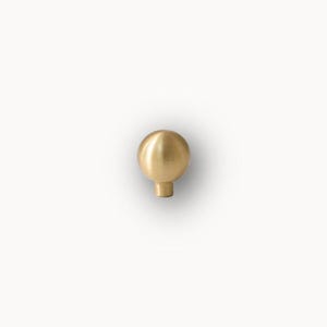 Brushed brass cabinet knob with stem, solid round drawer knob for kitchen cabinets