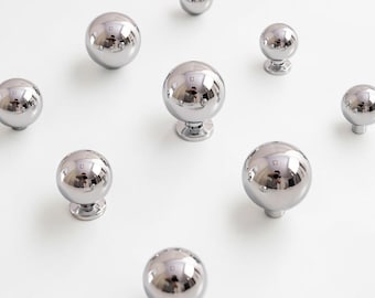 Tirador redondo de latón macizo cromado para armario, tirador de cajón moderno y minimalista para muebles del hogar.