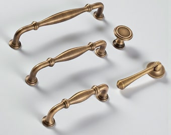 Aged Brass Cabinet Pulls | Furniture Hardware for Kitchen | Home Decor Drawer Knobs