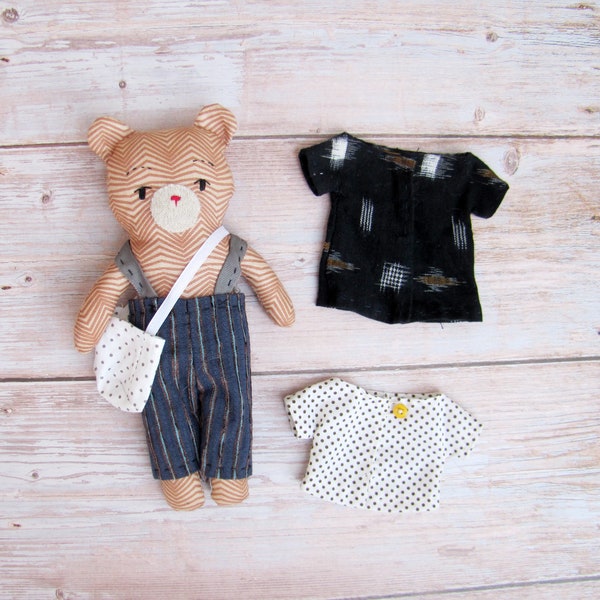 patron d'ours pour coudre un ourson et 6 morceaux de vêtements, 25 cm de haut (10 pouces)