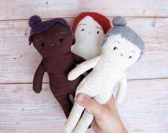 doll pdf pattern - beginner sewing project to make a simple 25 cm tall naked rag doll (10 inches)