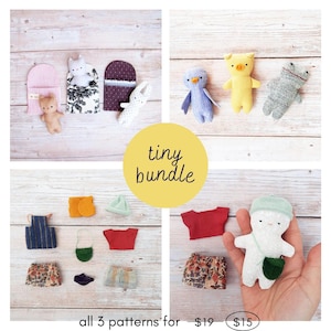 Peut inclure: Un ensemble de trois patrons de couture pour réaliser de petits animaux en peluche. Les patrons comprennent un oiseau, un cochon et une grenouille. Les patrons sont disponibles en lot pour 15 €.