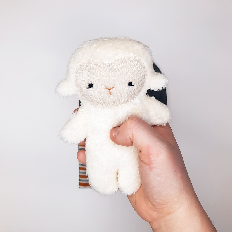 sheep sewing pattern, 16 cm 6,5 tall stuffie with a sleeping bag image 6