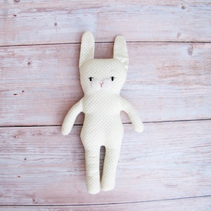 bunny sewing pattern - beginner sewing project to make a simple 25 cm tall naked rabbit plushie (10 inches)