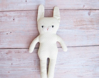 bunny sewing pattern - beginner sewing project to make a simple 25 cm tall naked rabbit plushie (10 inches)