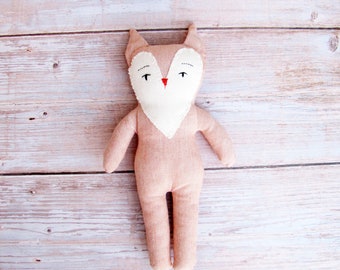 fox PDF pattern - beginner sewing project to make a simple 25 cm tall naked stuffie (10 inches)
